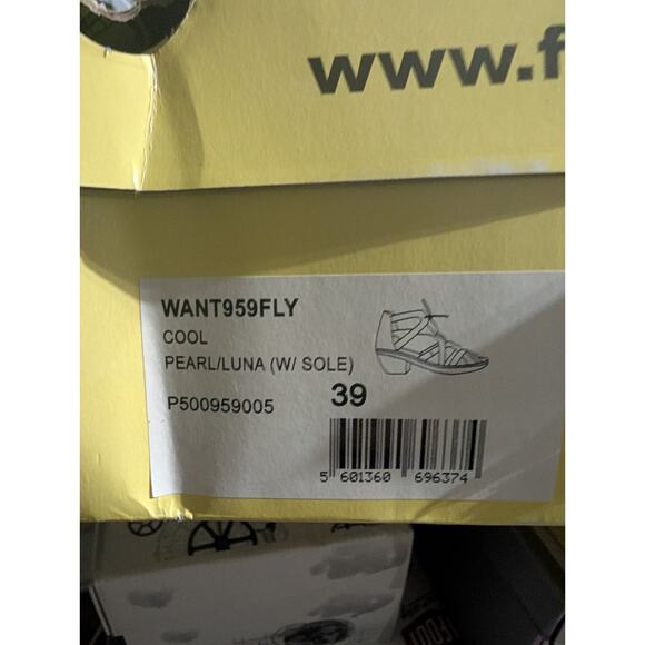 Fly London Women's Metallic Gladiator Heeled Sandals Sz 39 US 8-8.5 Pearl Luna - Picture 7 of 8